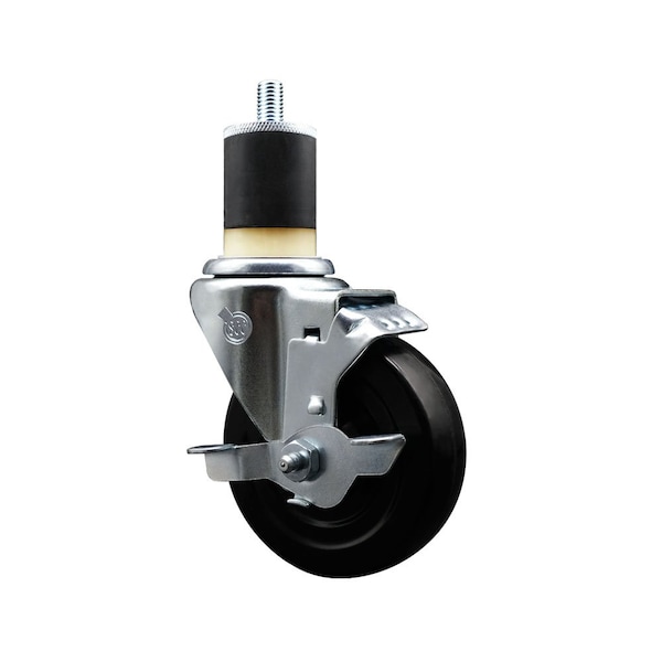 4'' Hard Rubber Swivel 1-7/8'' Expanding Stem Caster with Brake